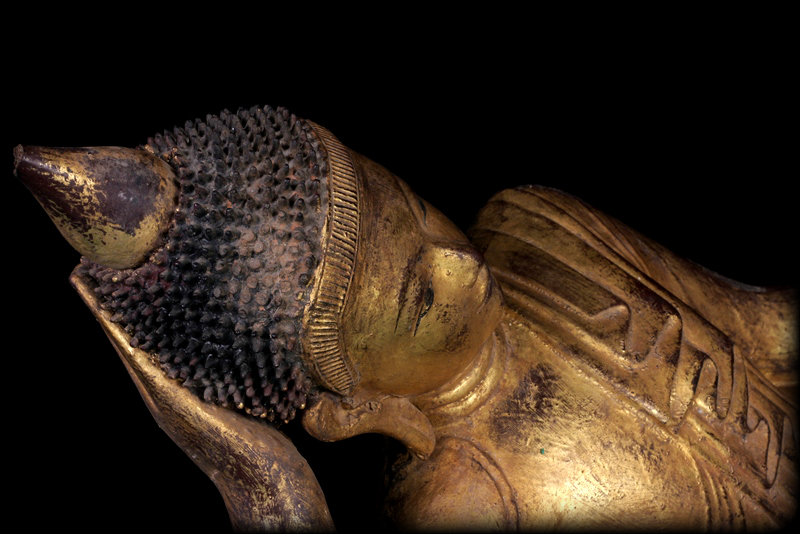 Extremely Rare Early 18C Wood Shan Reclining Buddha # A144